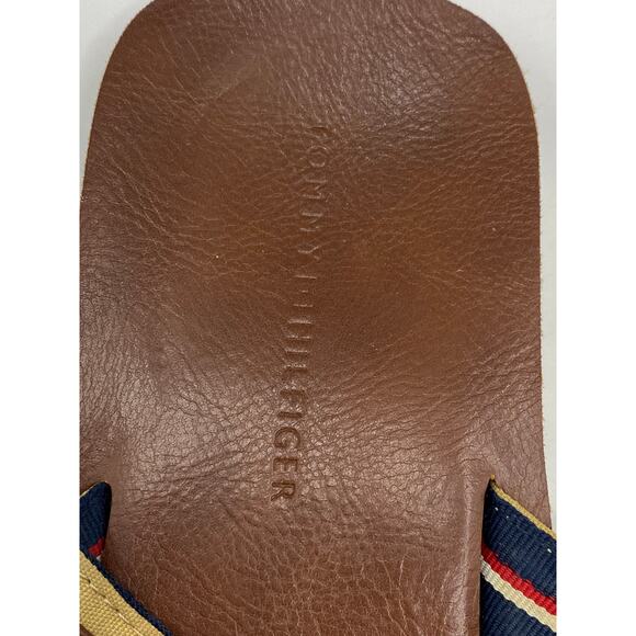 TOMMY HILFIGER Men's Brown Open-Round Toe Faux Leather Flip-Flop Sandals SZ 8 - Picture 3 of 7